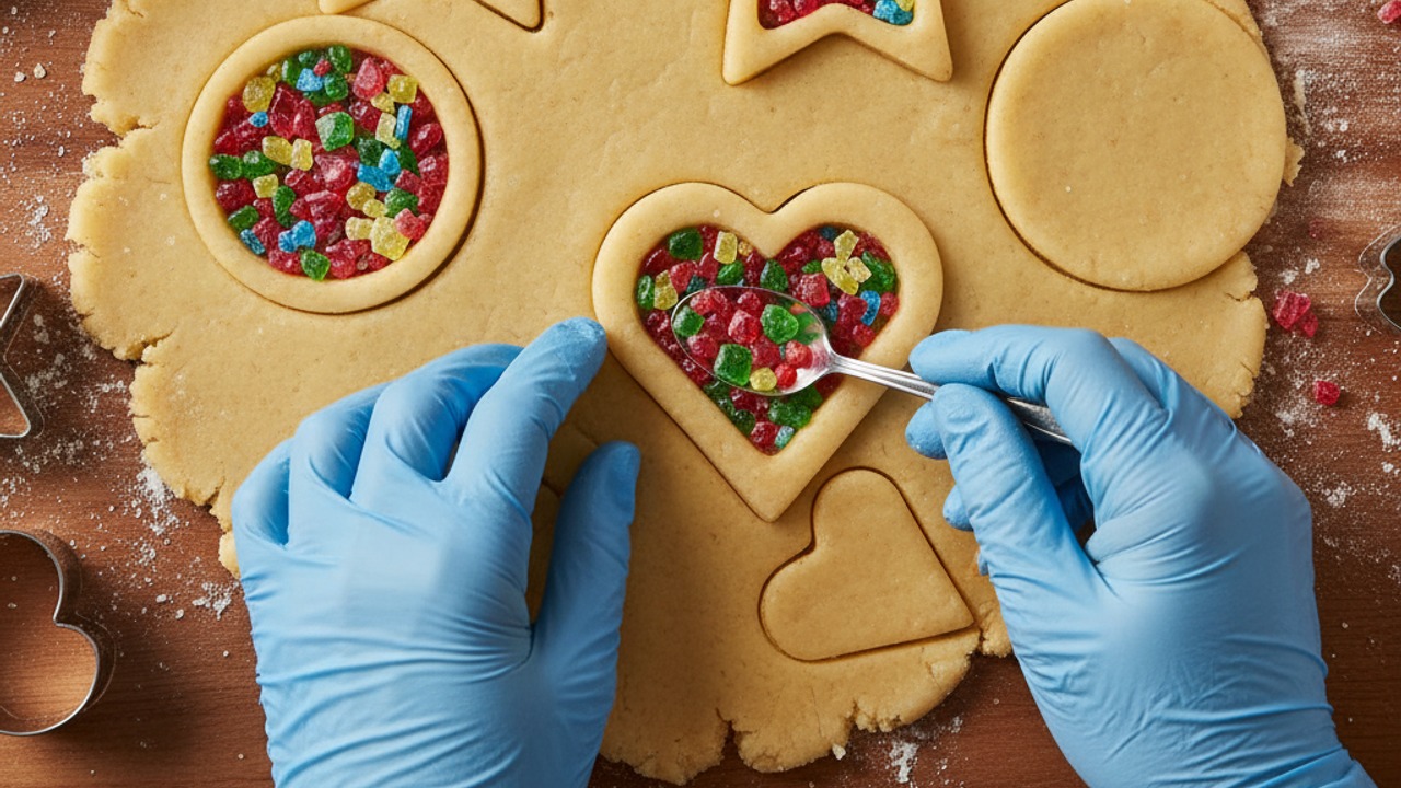 Create stained-glass centers with crushed candy