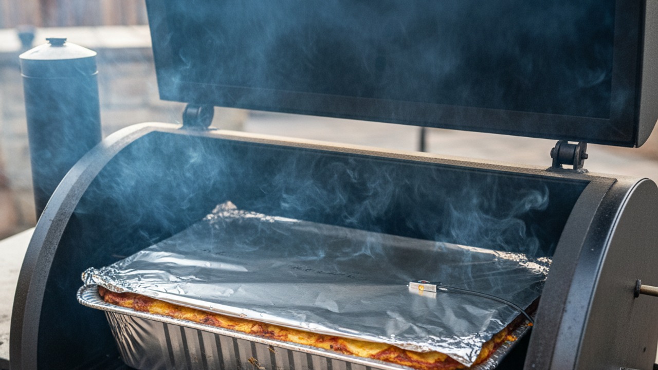 Smoke the lasagna low and slow