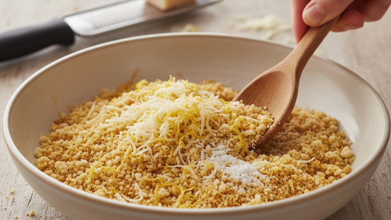 Make the Parmesan-panko mixture