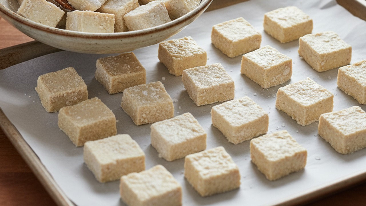 Coat tofu for a crisp exterior