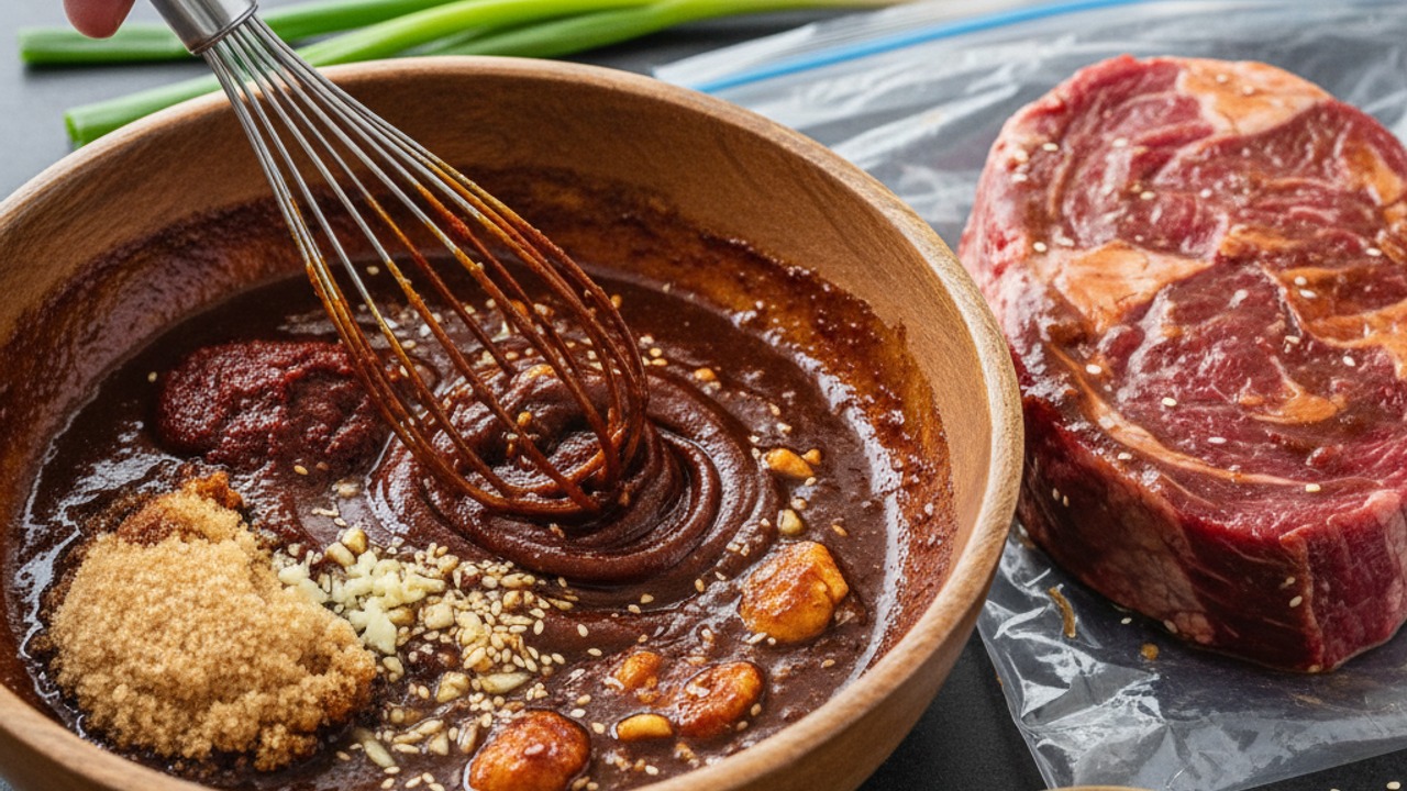 Make the bulgogi-style marinade and marinate the roast