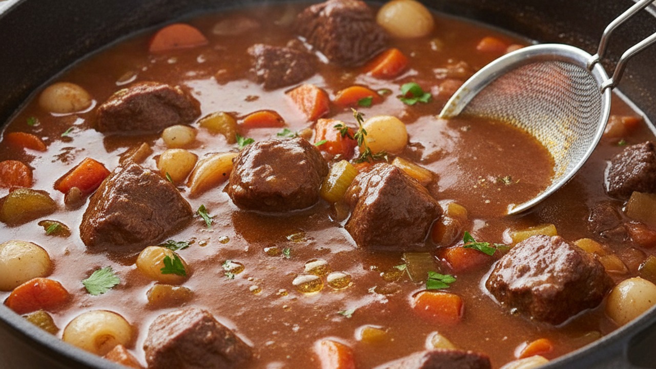 Simmer gently until beef is tender