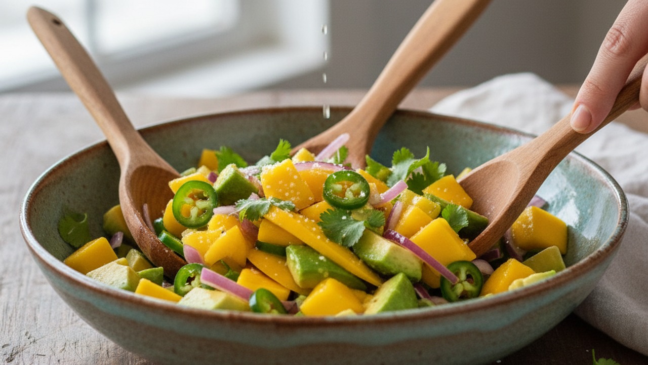 Prepare mango-avocado salsa
