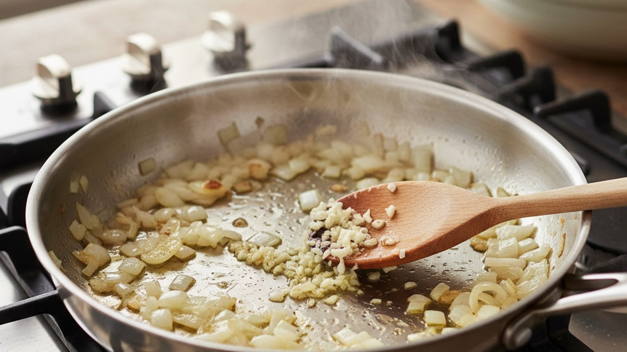 Sauté onion and garlic