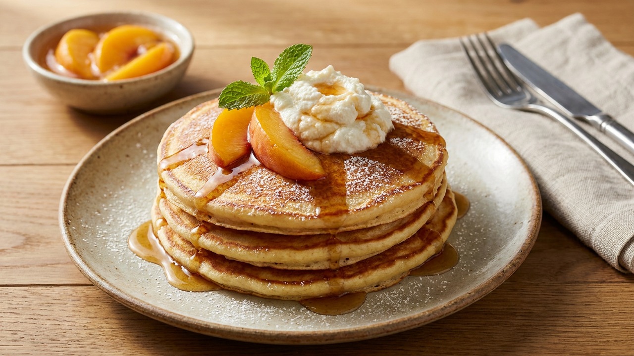 Ricotta Peach Pancakes