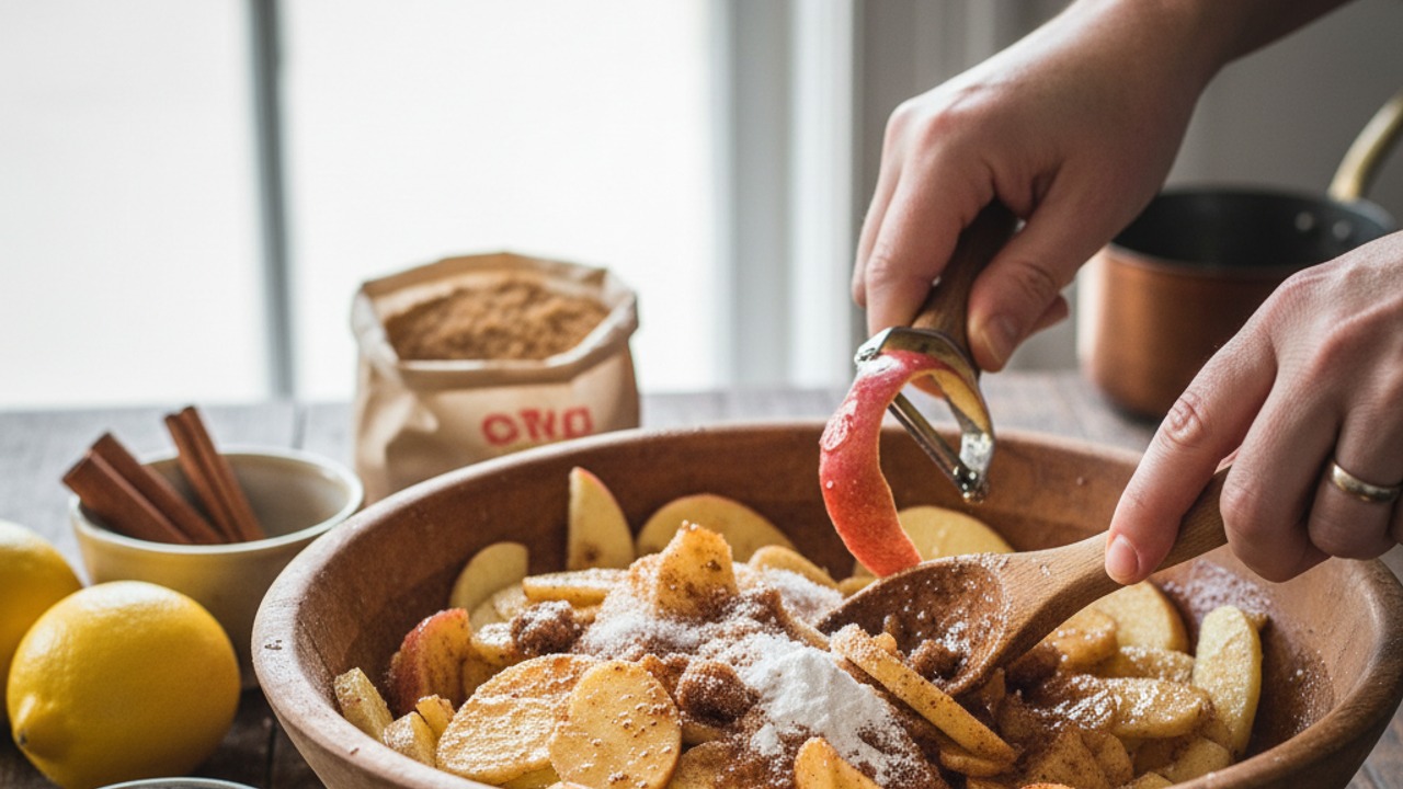 Prep apples and preheat oven