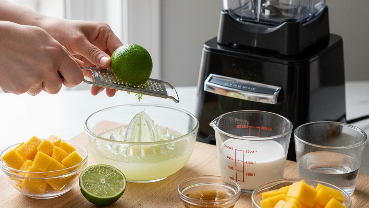 Prep the lime and measure ingredients