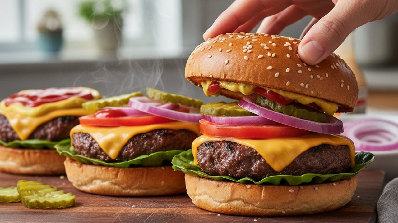 Assemble the cheeseburgers