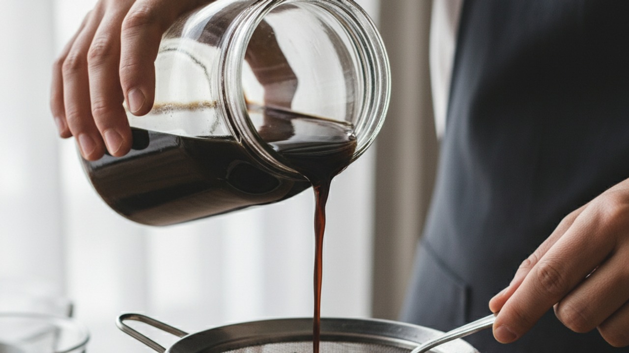 Strain the cold brew concentrate