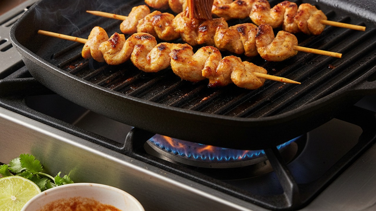 Skewer and grill the chicken