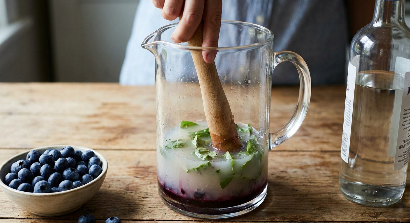 Mix vodka, lemon and basil
