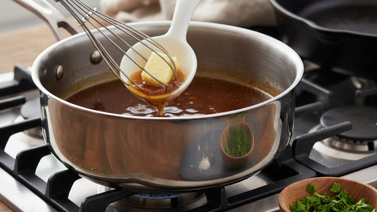 Reduce and finish the sauce