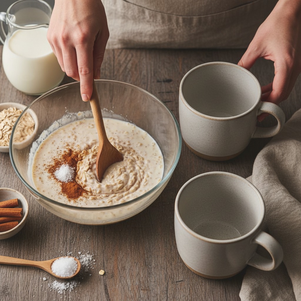 Combine oats and liquids