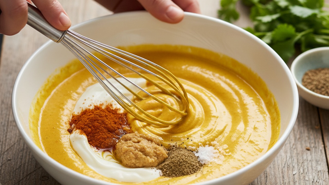 Make the turmeric-yogurt marinade