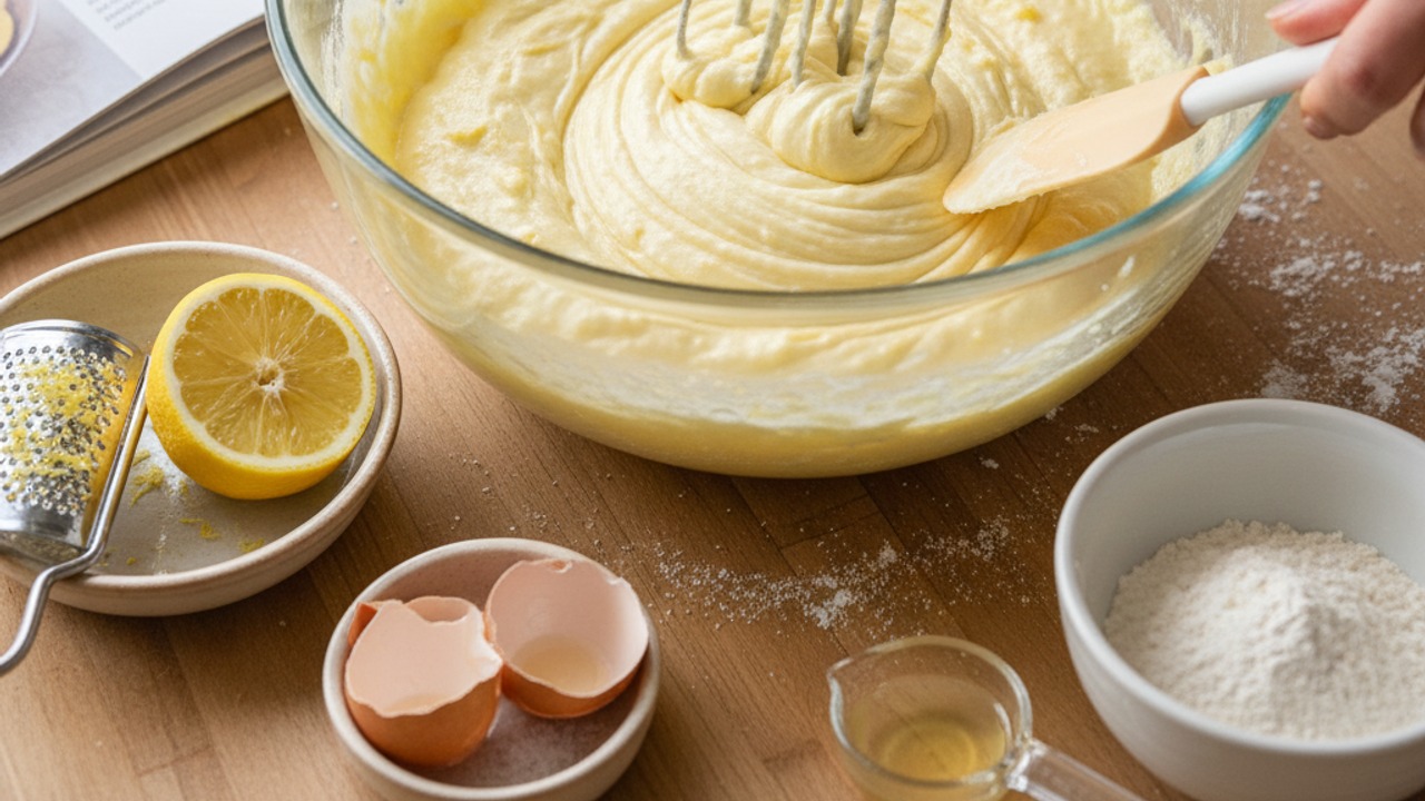Add eggs and sour cream