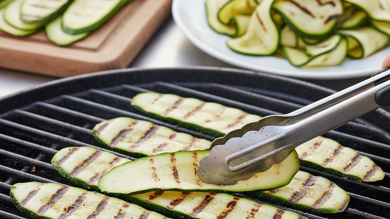 Grill the zucchini ribbons