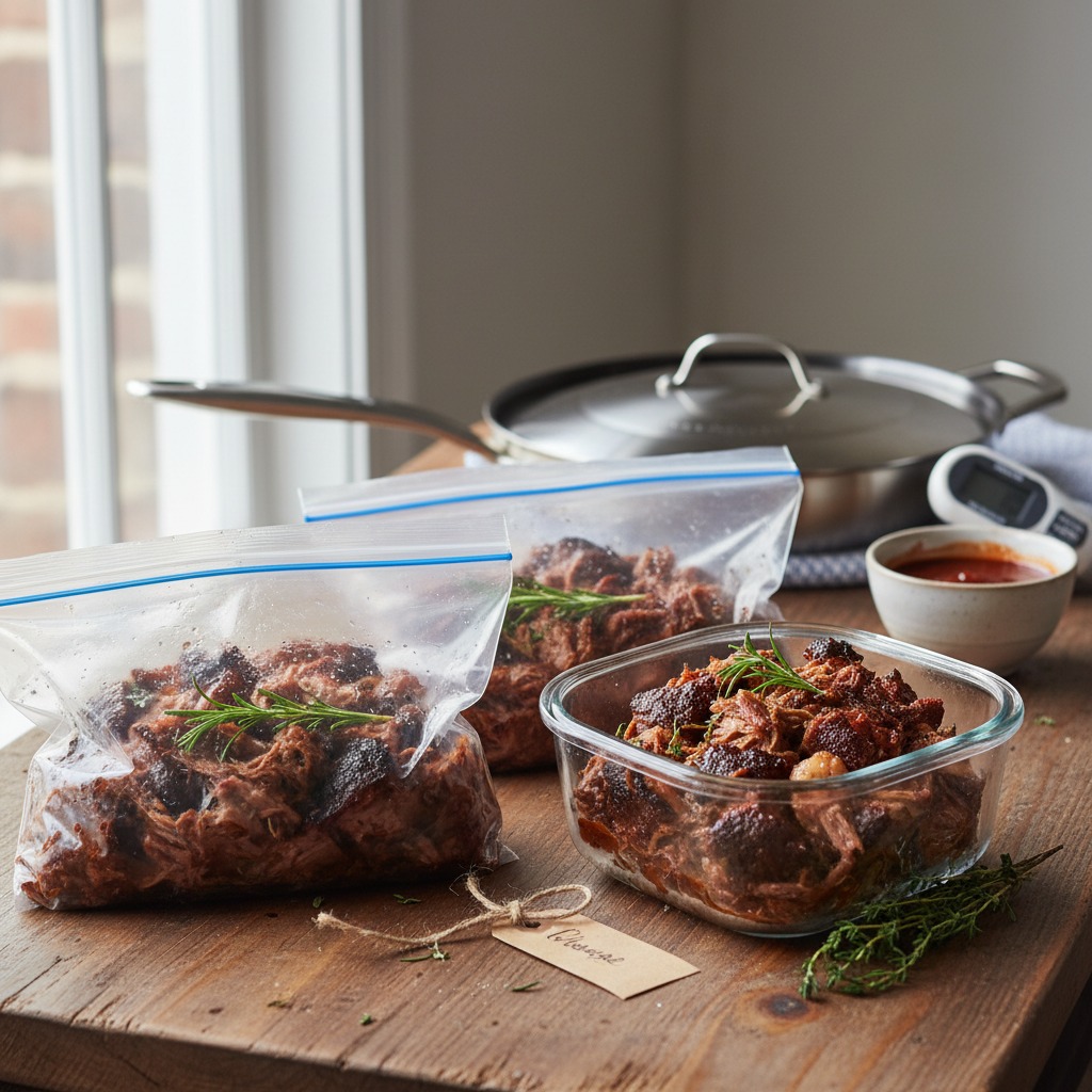 Portion for freezer and reheat instructions
