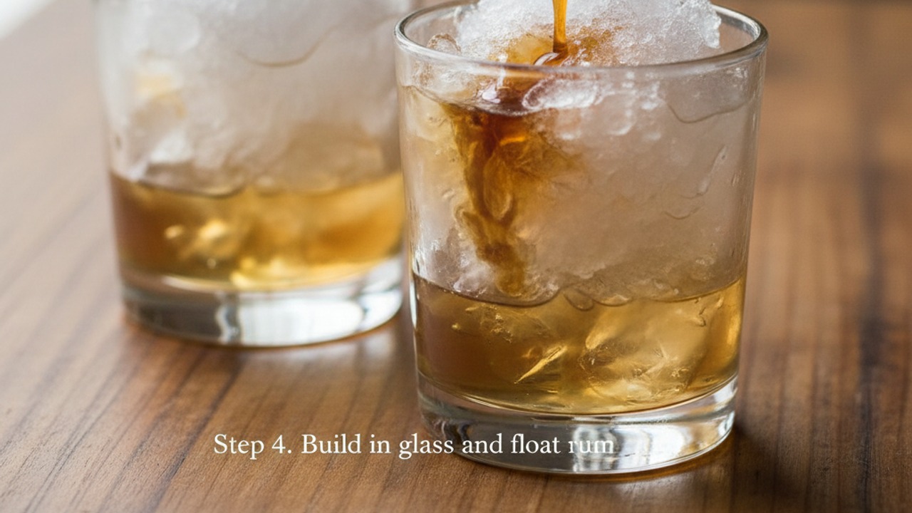 Build in glass and float rum