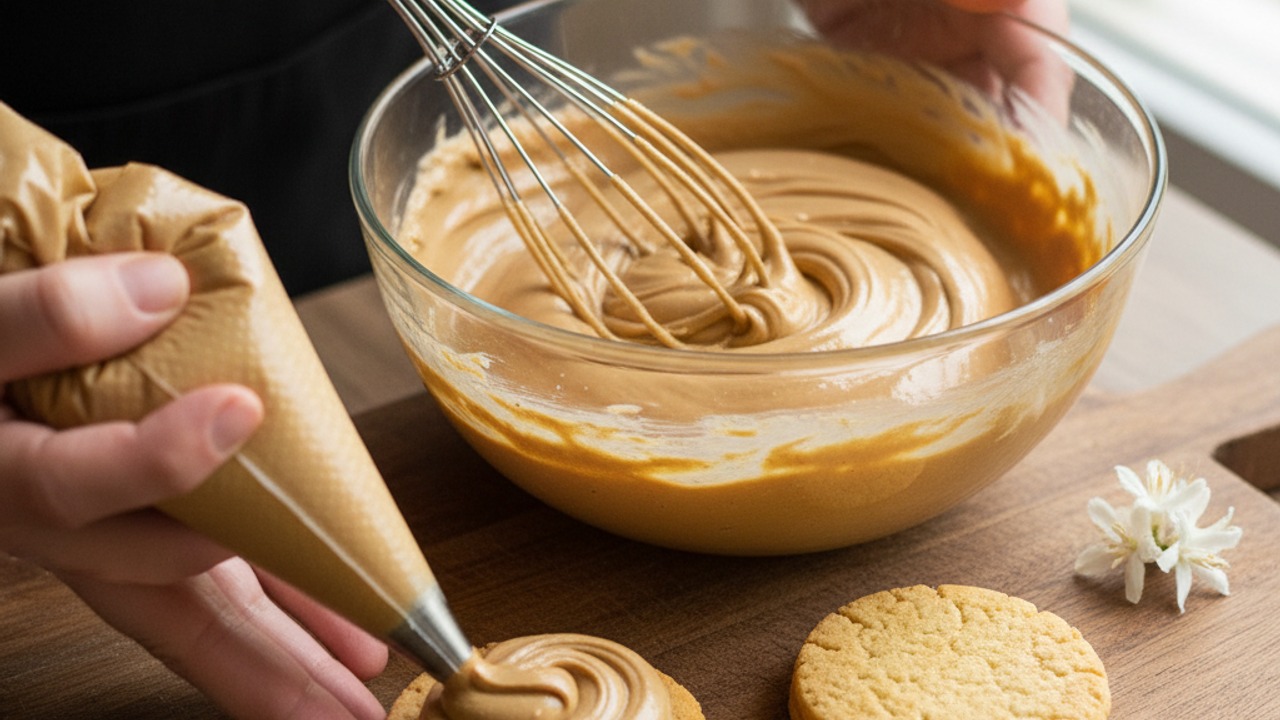 Make the condensed-milk coffee filling and assemble