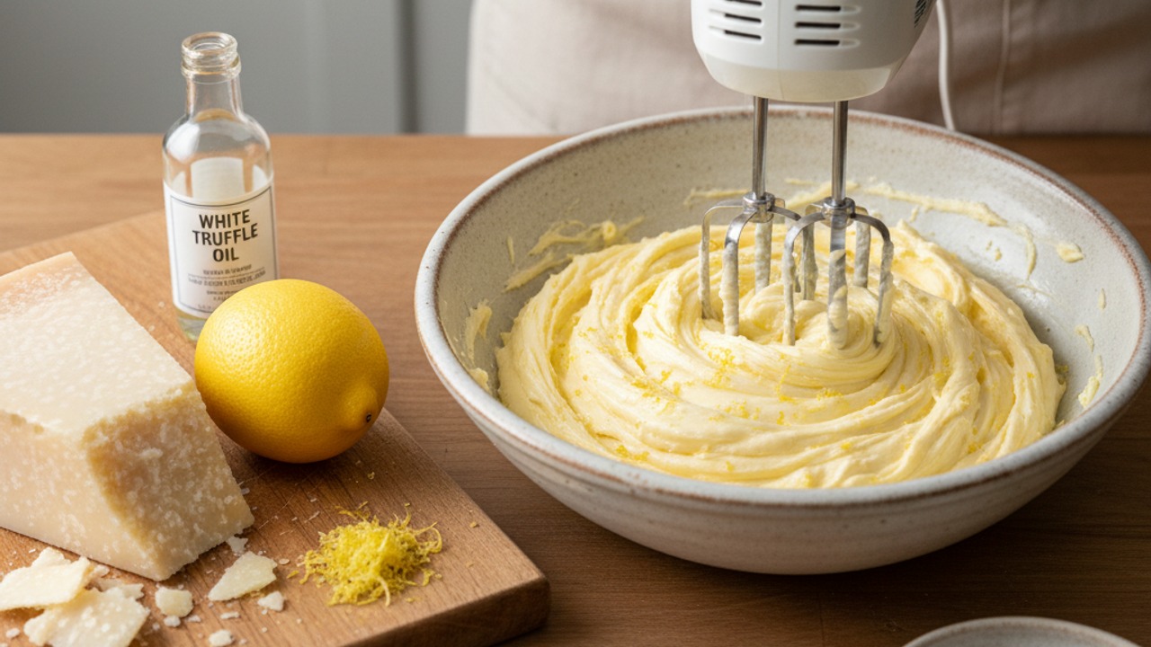 Make the truffle Parmesan butter