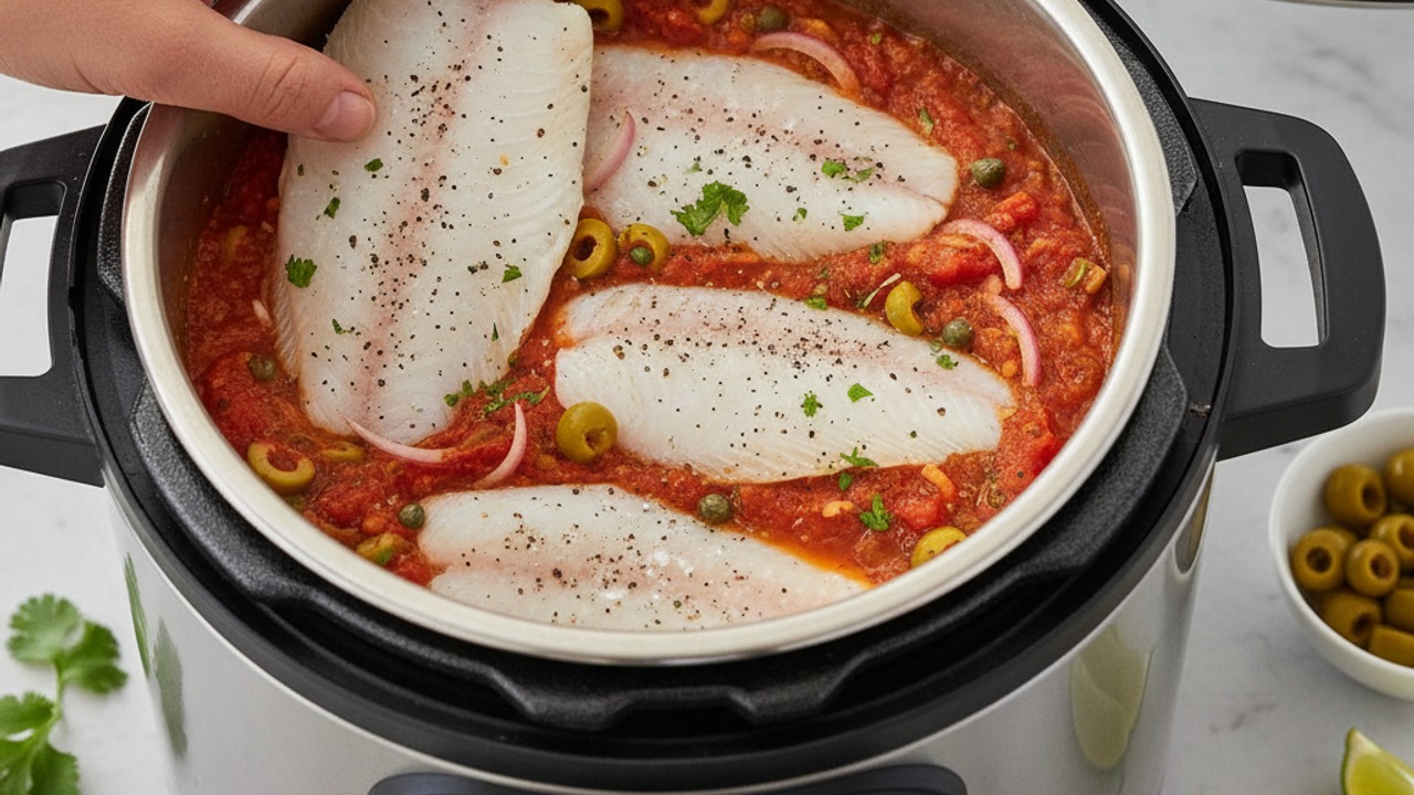 Add tilapia and pressure cook