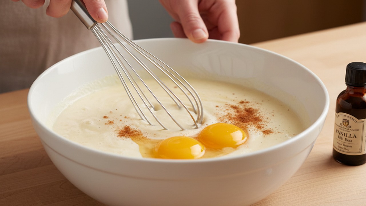 Whisk the custard