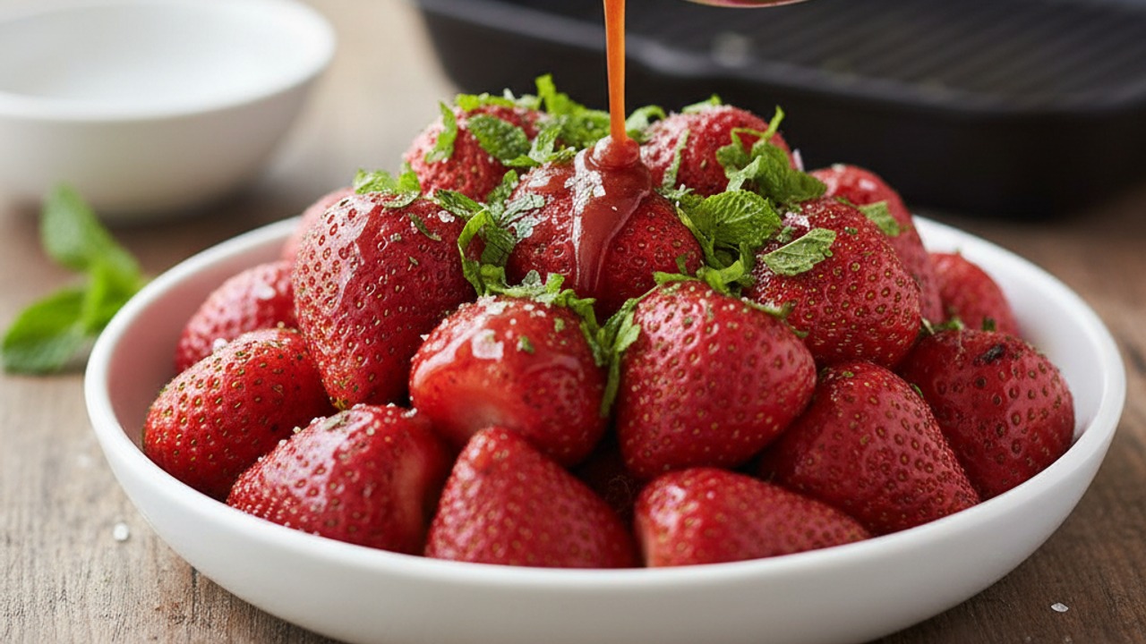 Reduce reserved marinade and serve