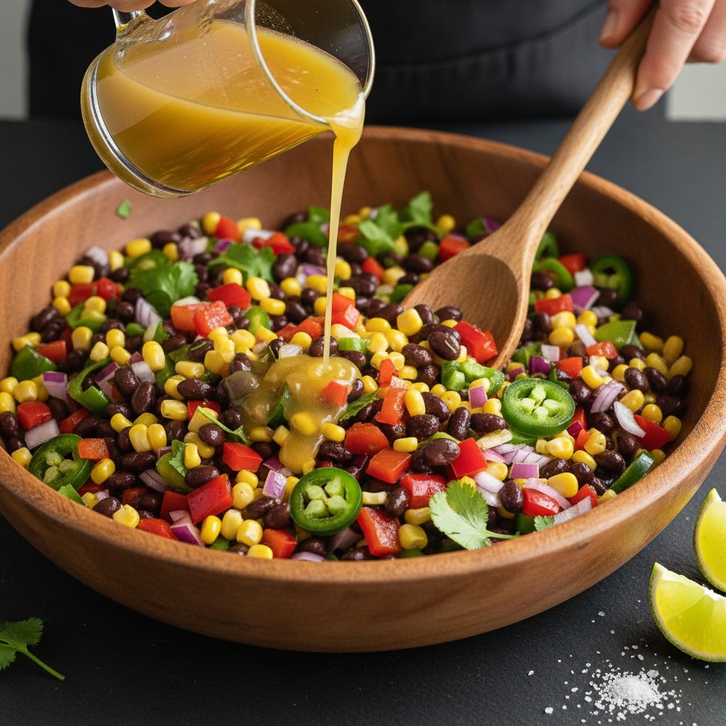 Toss the mixture with dressing