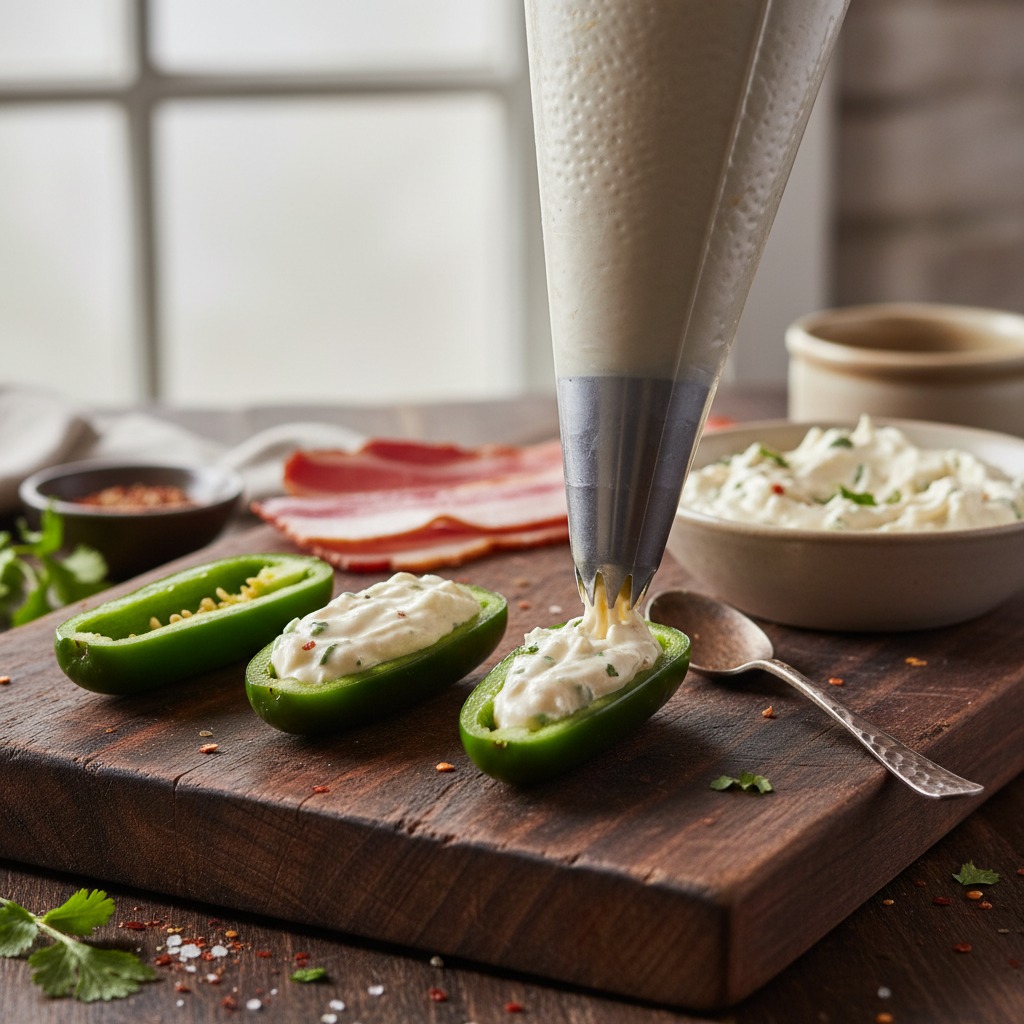 Fill the jalapeño halves