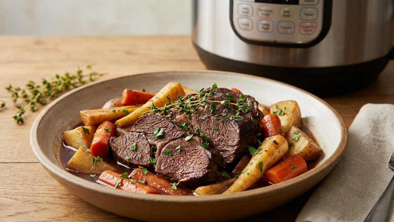 Classic Instant Pot Pot Roast with Red Wine and Root Vegetables