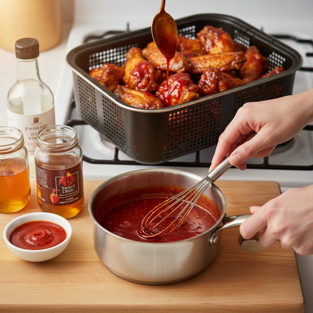 Make the firecracker glaze and coat wings