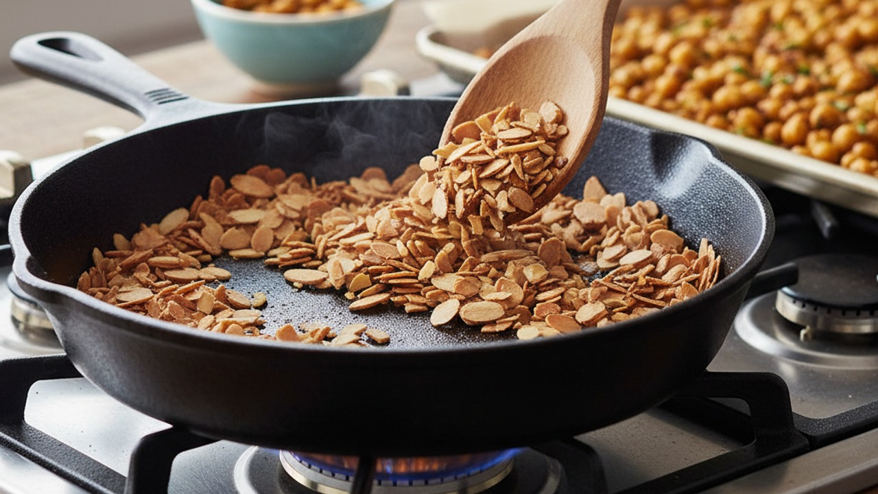 Toast the almonds