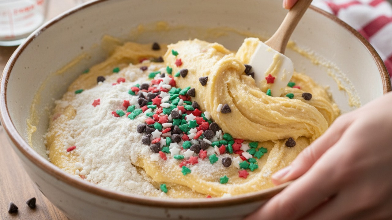 Combine wet and dry, fold in sprinkles
