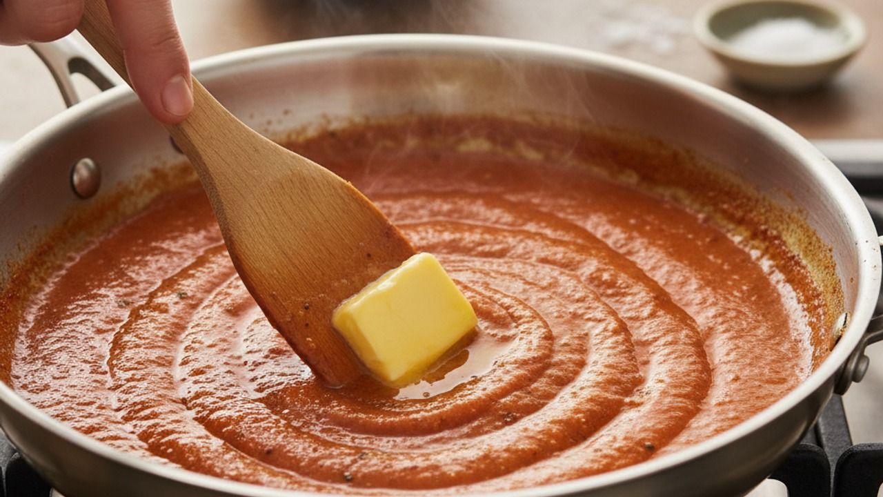 Build the tomato butter sauce