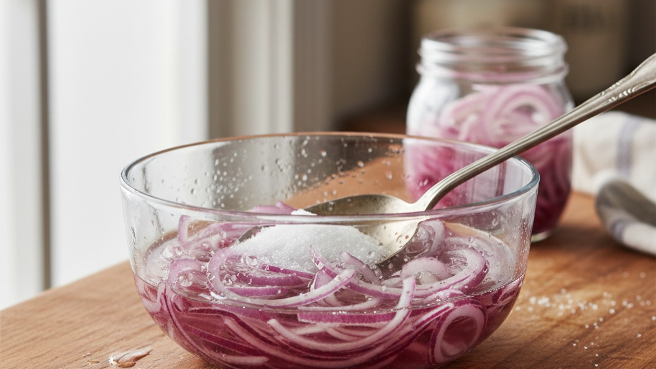 Quick-pickle the onions