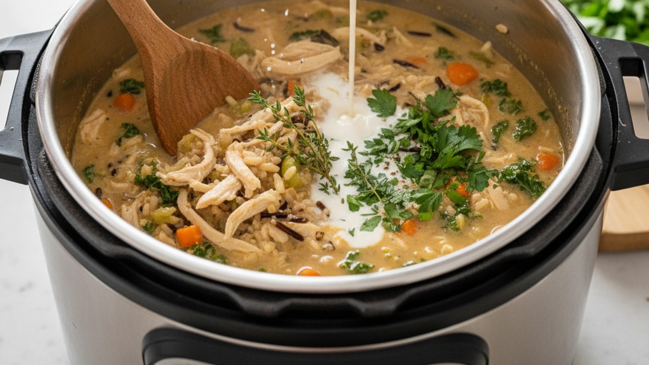Finish with cream and herbs