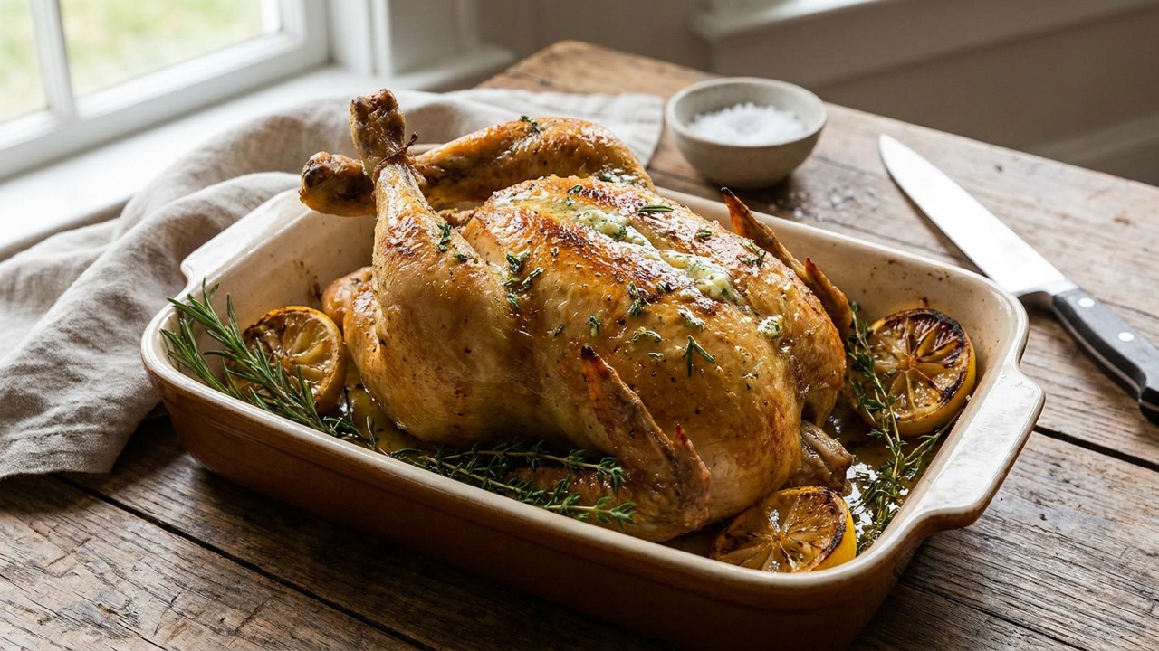 Oven-Roasted Whole Chicken with Citrus-Herb Butter for Juicy Results