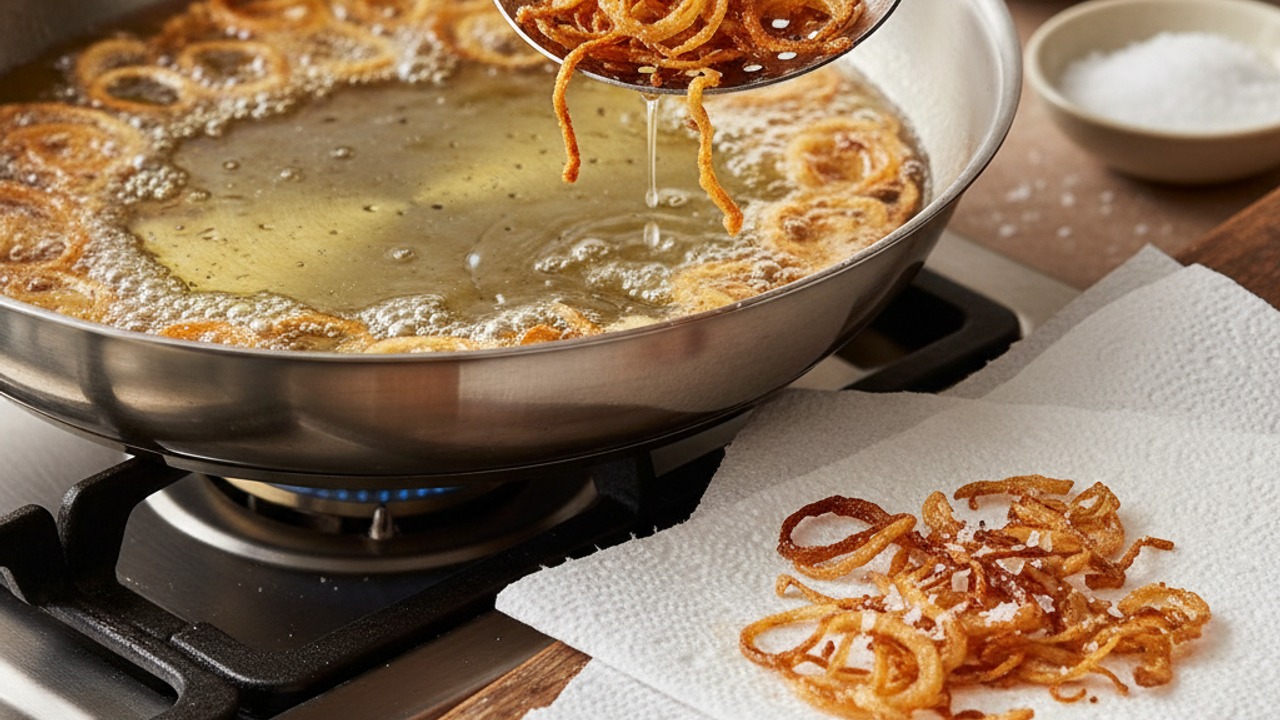 Crisp the shallots