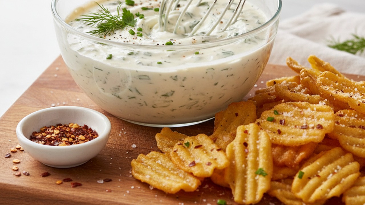 Make the herbed ranch dip and serve