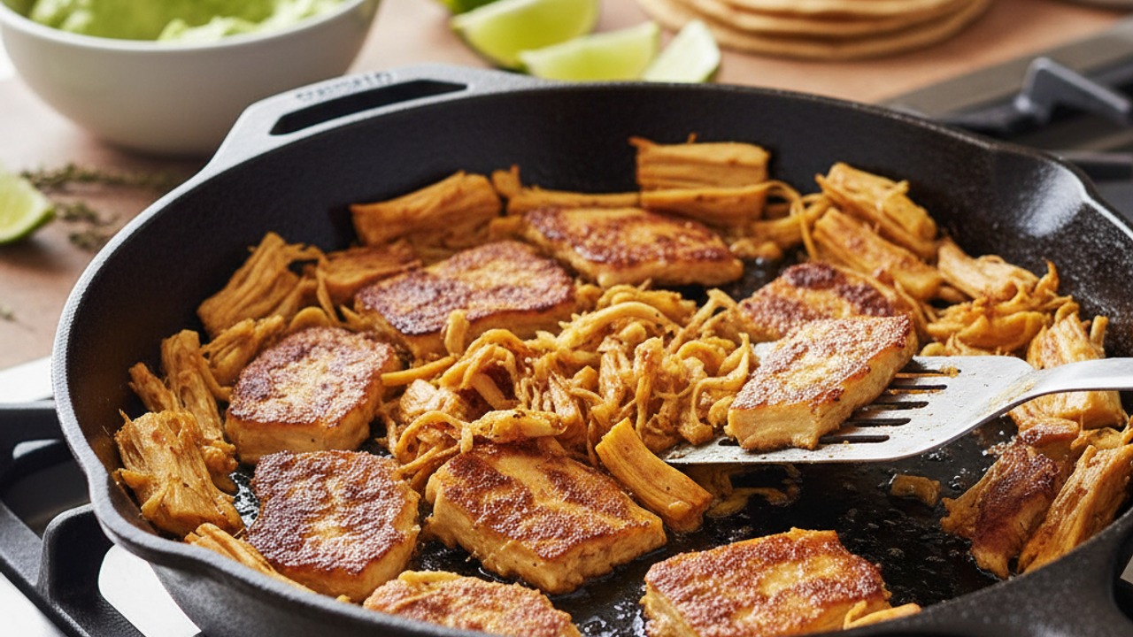 Crisp the jackfruit for carnitas texture