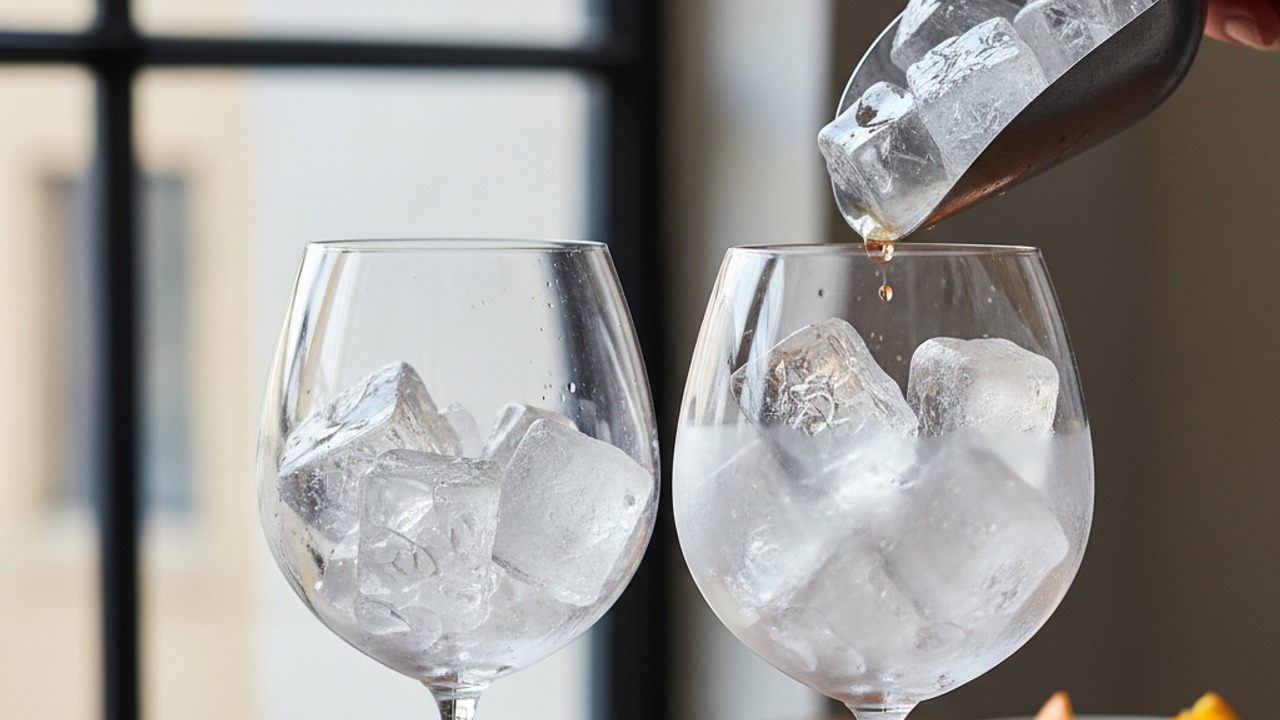 Fill the glass with ice
