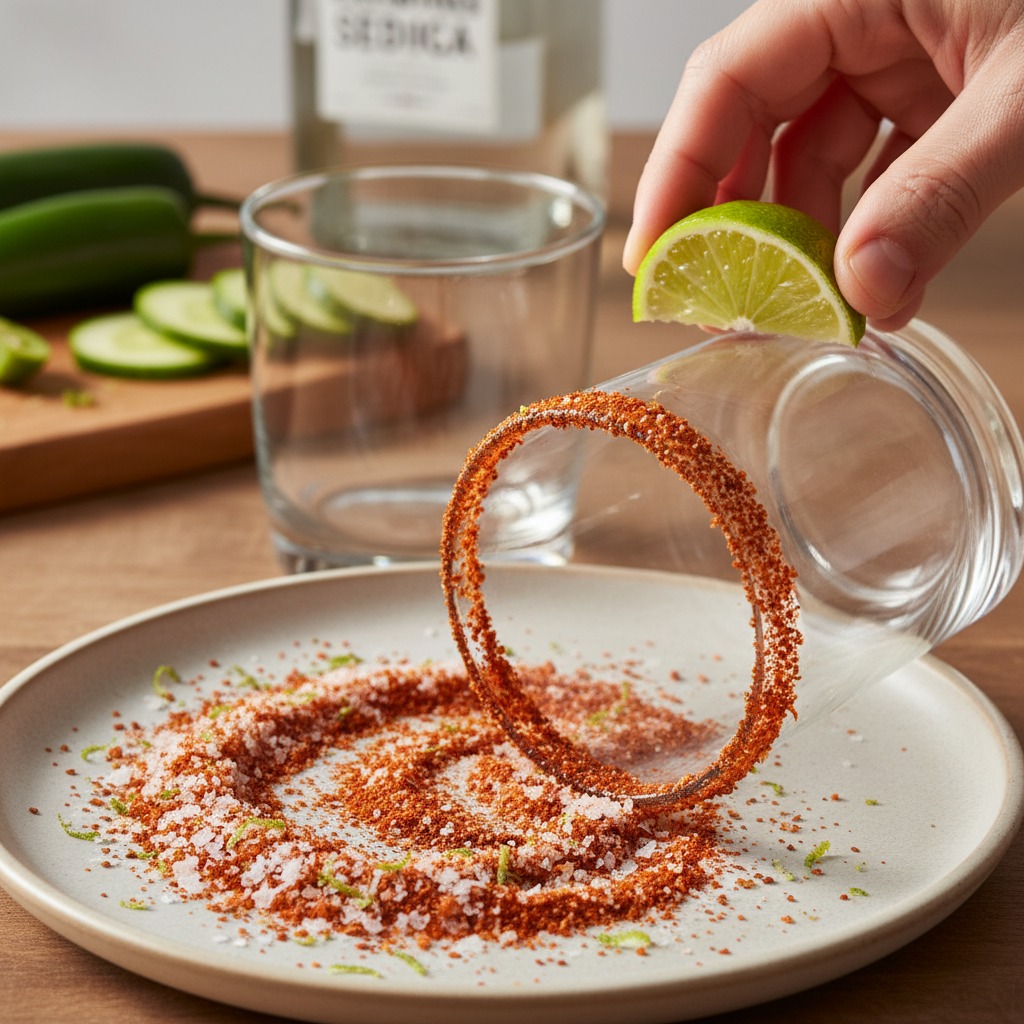 Prepare the chili-salt rim