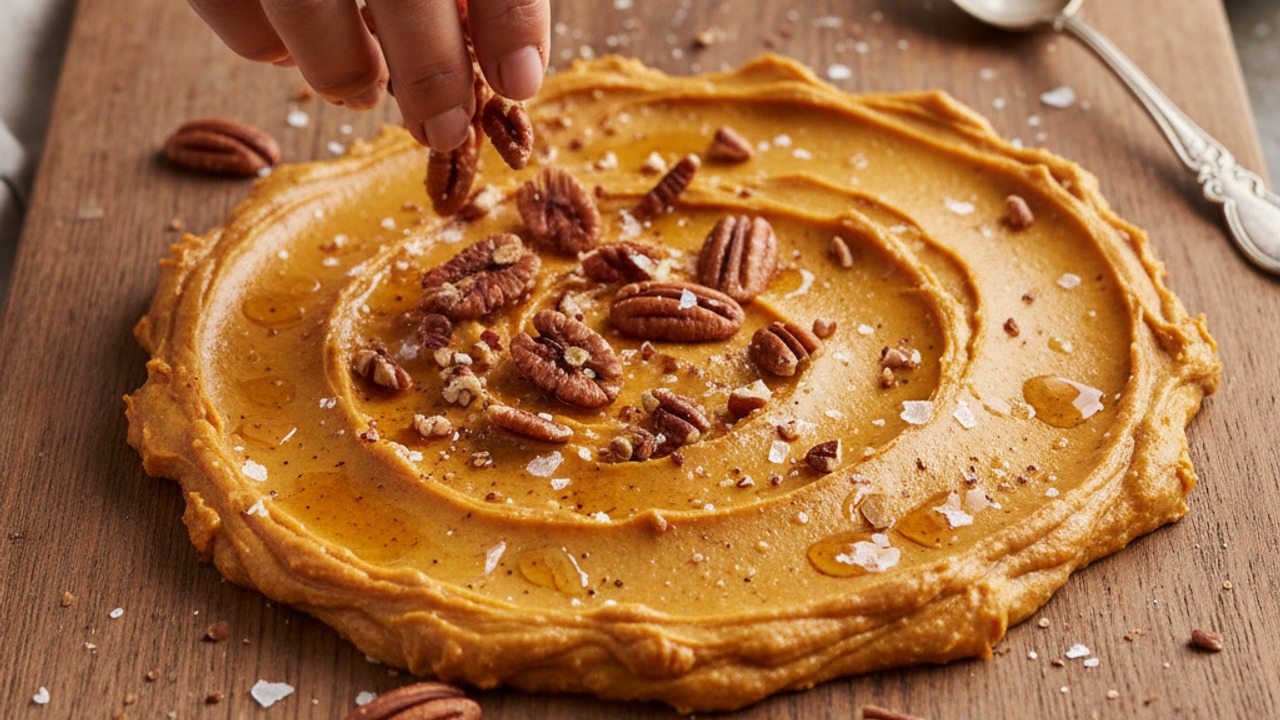 Top with pecans, sea salt and drizzle