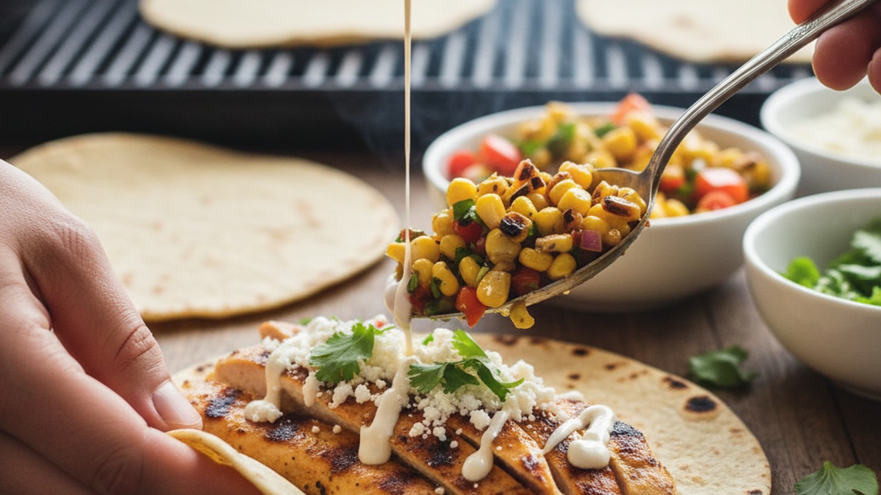 Warm tortillas and assemble tacos