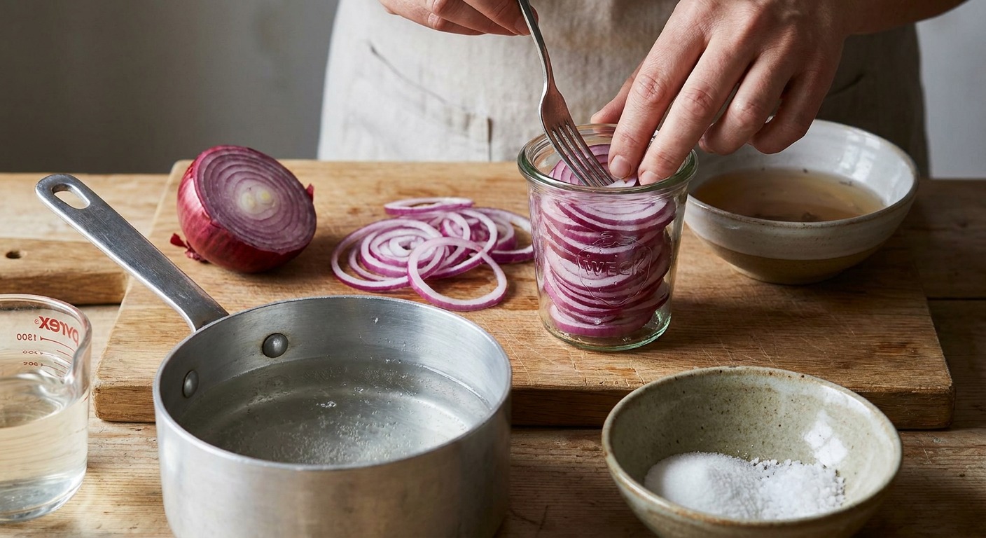 Quick-pickle the red onions