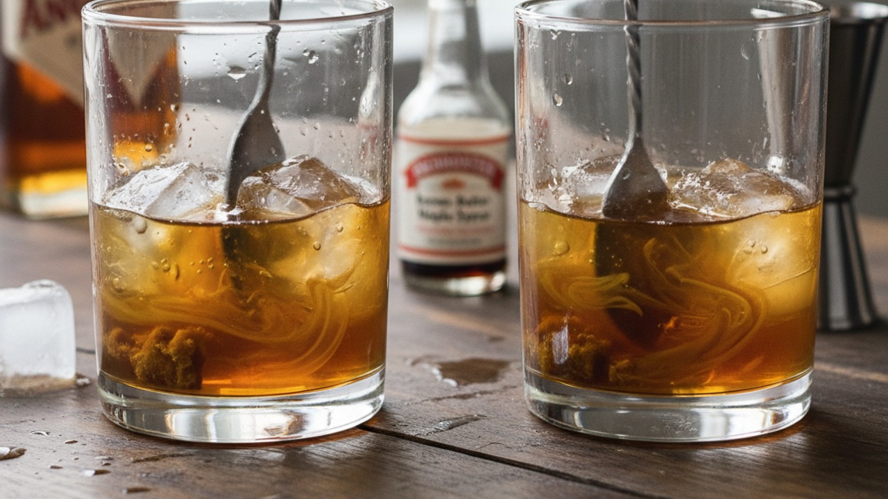 Build and stir the cocktails