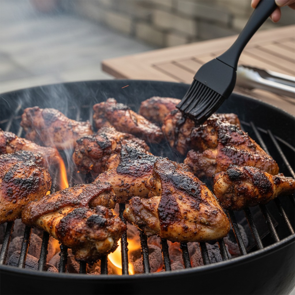 Grill and blacken the wings