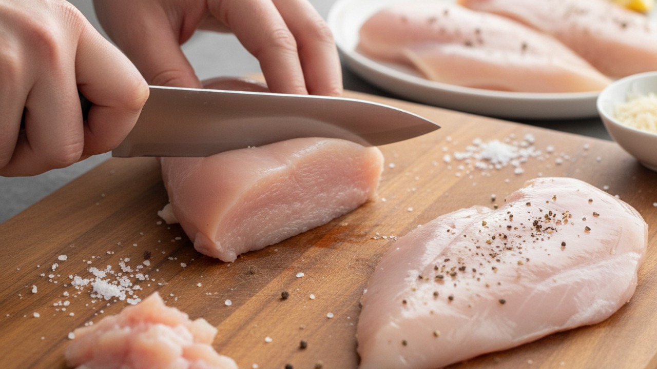 Prepare and flatten the chicken