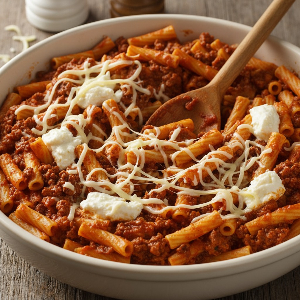 Combine pasta with cheeses and sauce