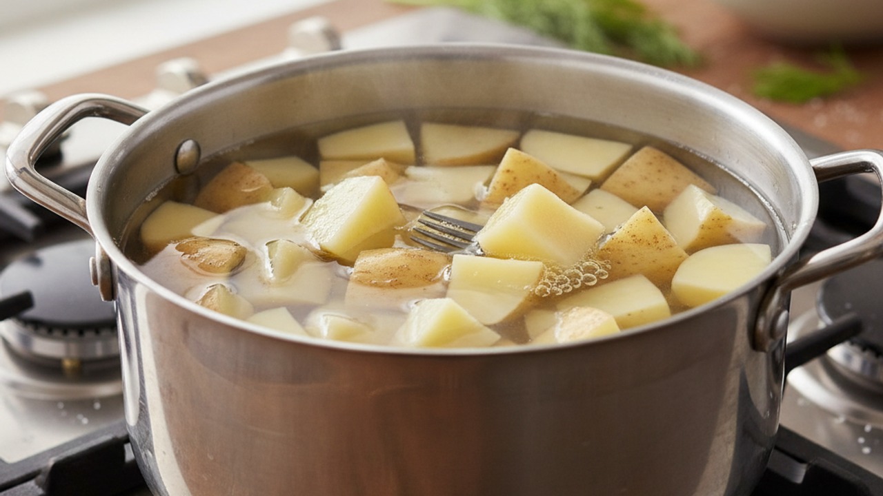 Parboil the potatoes